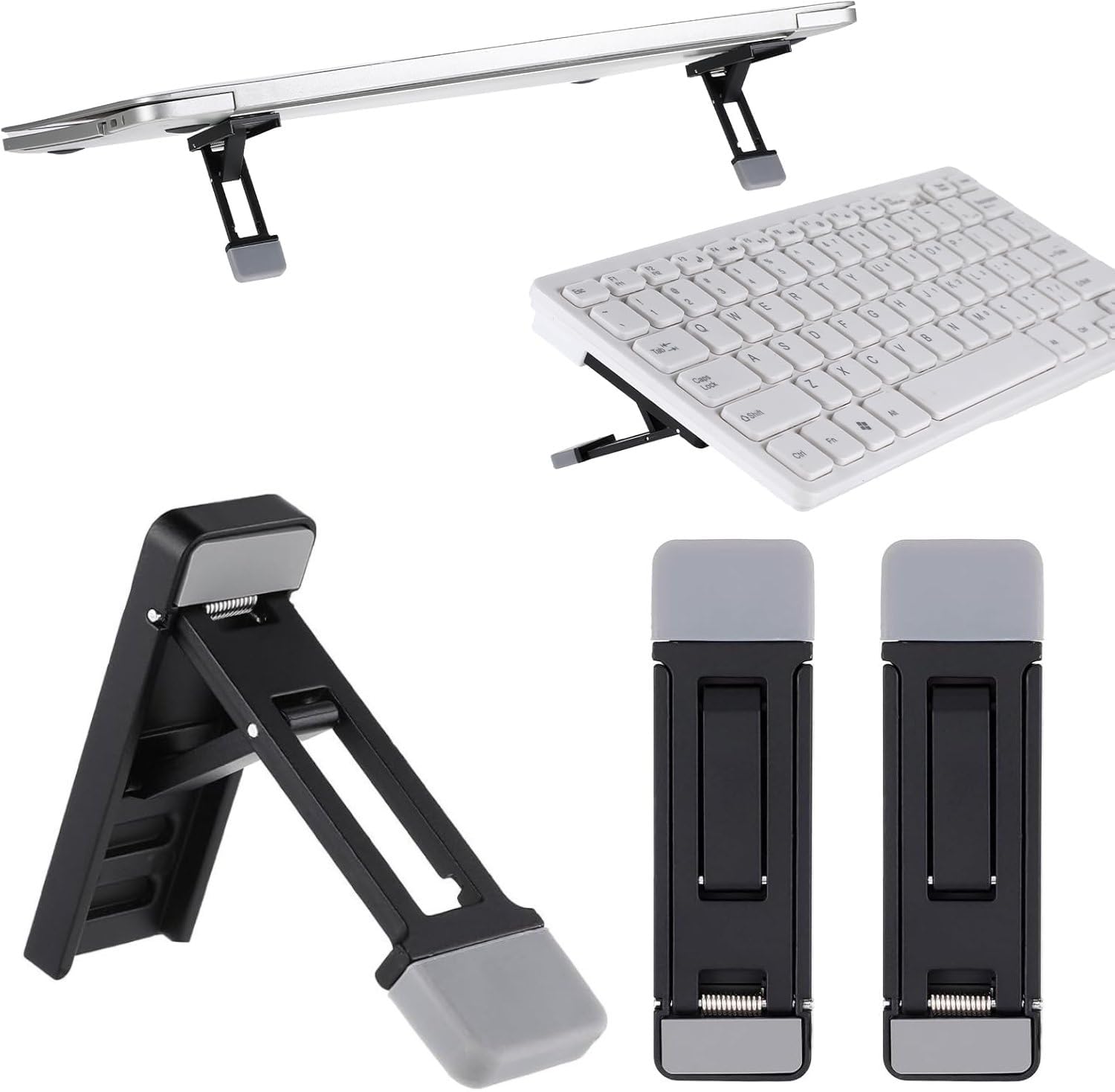 Zolventiq 2 Pcs Portable Keyboard Riser, Three Tilt Angle Adjustable Foldable Invisible Laptop Riser, Zinc Alloy Mini Laptop Stand