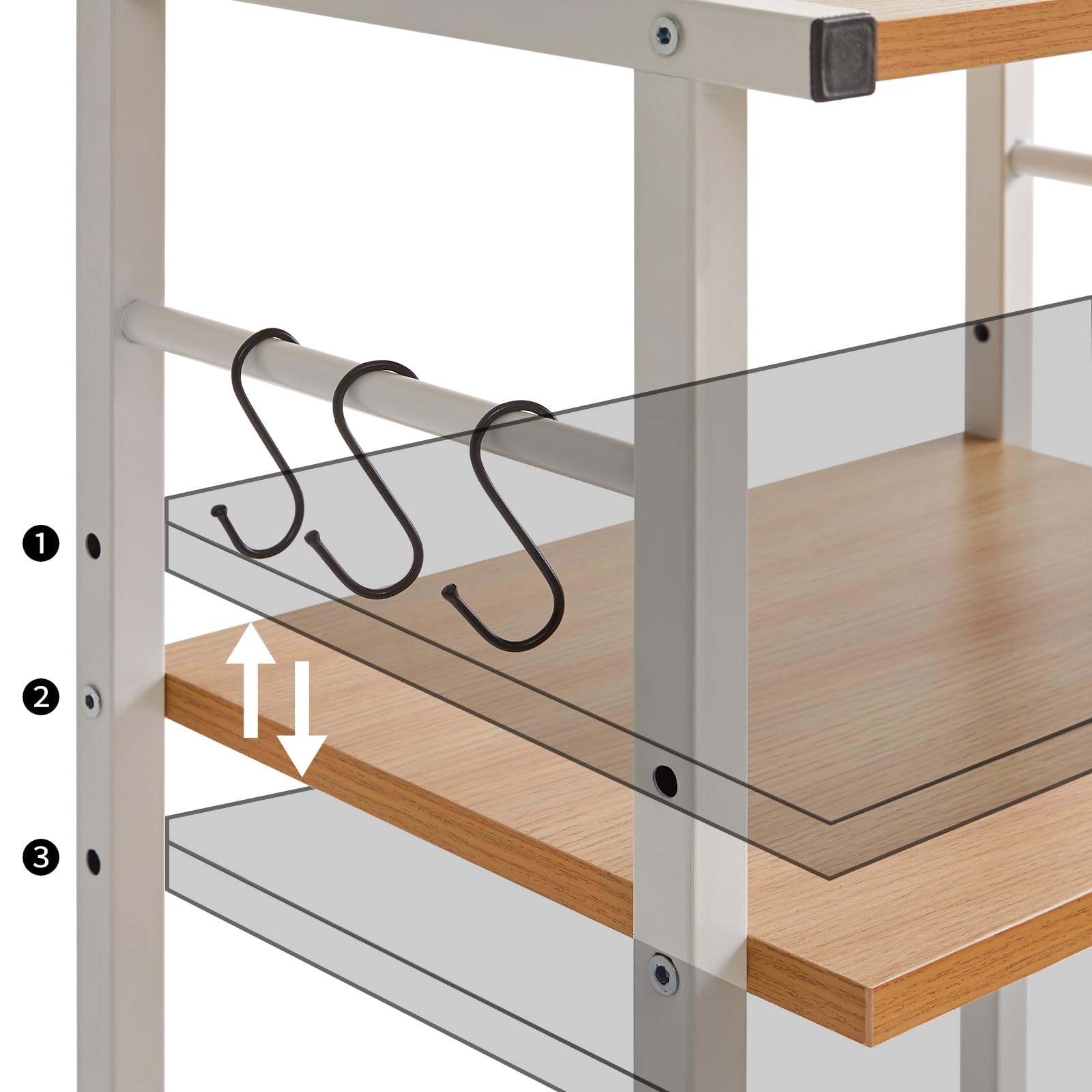 YMYNY 3 Tier Under Desk Printer Cart on Wheels Stand,Natural HPT002N