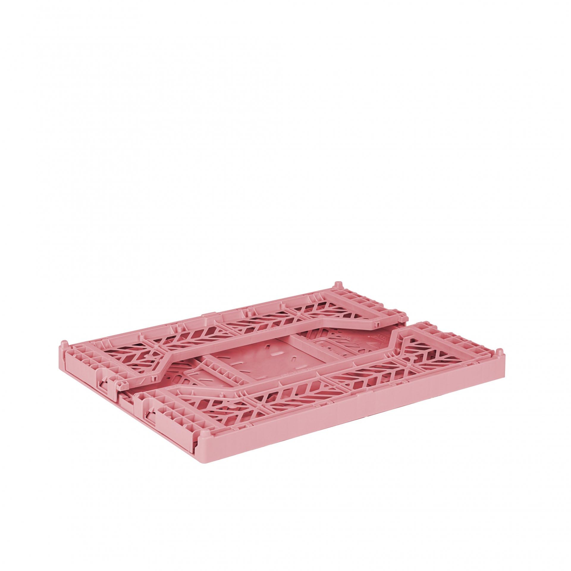 AYKASA Ay-Kasa Folding Crate, Sturdy Folding Box, Plastic, Stackable, Baby Pink, Midi (40 x 30 x 14 cm)