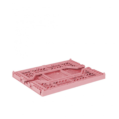 AYKASA Ay-Kasa Folding Crate, Sturdy Folding Box, Plastic, Stackable, Baby Pink, Midi (40 x 30 x 14 cm)