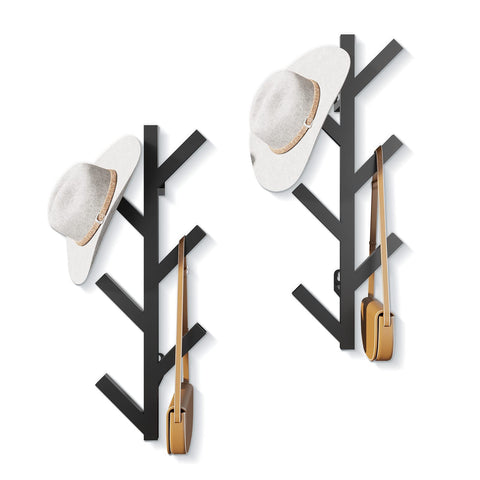 RRG 2 Pack Vertical Coat Rack Wall Mounted, Metal Vertical Hat Rack for Wall, Modern Wall Coat Tree for Hats, Jackets, Bags, Entryway Bedroom