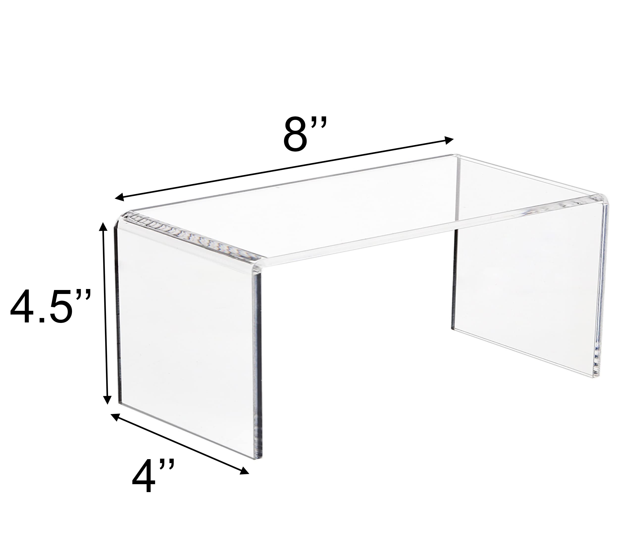 Jusalpha 2 PC Clear Acrylic Risers, Acrylic Display Risers Shelf Showcase Fixtures for Jewelry, Display Stand for Amiibo Funko POP Figures, Cupcakes