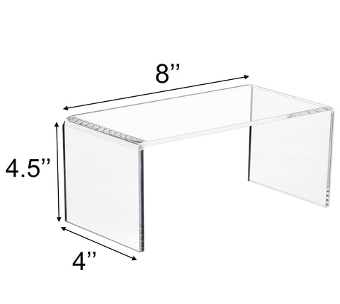 Jusalpha 2 PC Clear Acrylic Risers, Acrylic Display Risers Shelf Showcase Fixtures for Jewelry, Display Stand for Amiibo Funko POP Figures, Cupcakes