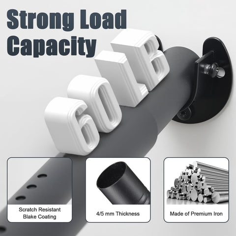 Closet Rods for Hanging Clothes, 40 to 212cm Adjustable Metal Closet Rod, Heavy Duty Extendable Wardrobe Rod