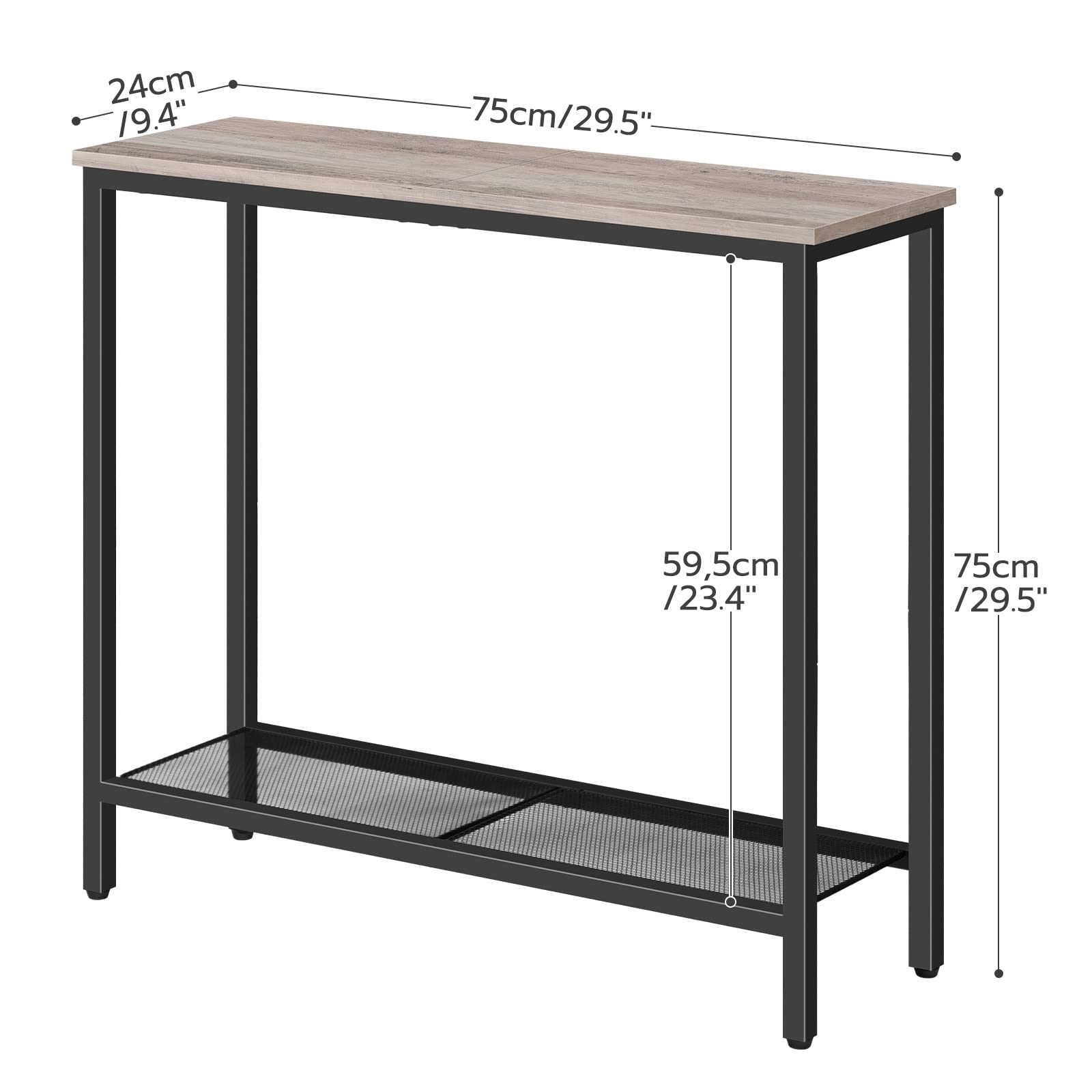 HOOBRO Slim Console Table with Storage, Narrow Console Table for Hallway, Industrial Hallway Table, Slim Sofa Table for Living Room, Bedroom