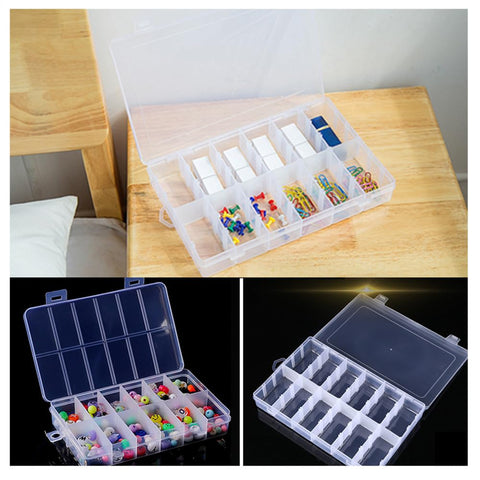 Wanfoou 12 Grids Plastic Organizer Tackle Box, Clear Plastic Jewelry Art Craft Box Organizer Storage Container Case with Adjustable Dividers for
