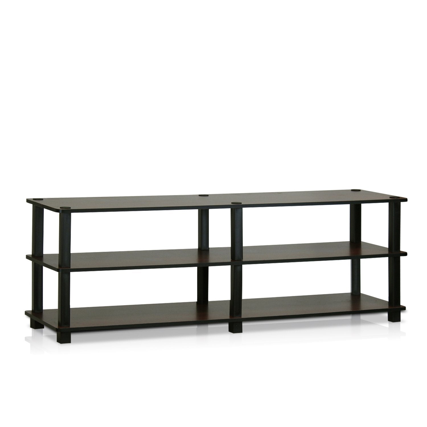 Furinno TURN-S-TUBE TV Stand, 3-Tier No Tools Entertainment Center, TV Console for TV up to 46 Inch, for Living Room, Bedroom, Dark Brown