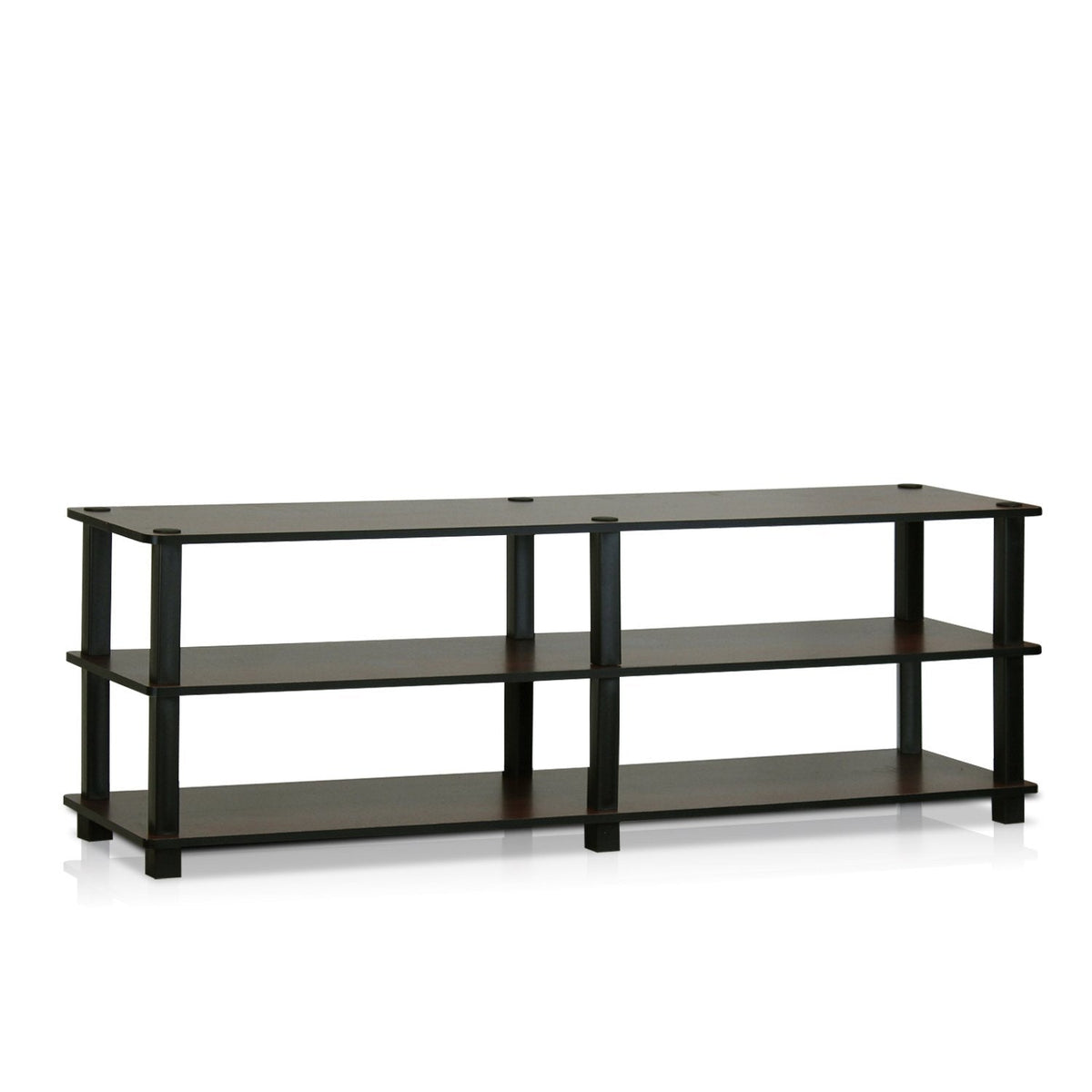Furinno TURN-S-TUBE TV Stand, 3-Tier No Tools Entertainment Center, TV Console for TV up to 46 Inch, for Living Room, Bedroom, Dark Brown