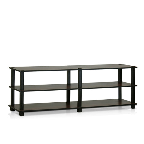 Furinno TURN-S-TUBE TV Stand, 3-Tier No Tools Entertainment Center, TV Console for TV up to 46 Inch, for Living Room, Bedroom, Dark Brown