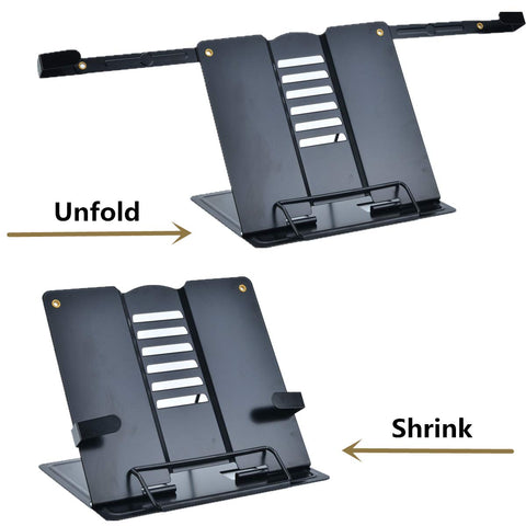 Citmage Desk Book Stand Document Holder Heavy Duty Metal Reading Stand Black for Book Magazine Menu iPad Music Score Speech Draft with 6 Adjustable