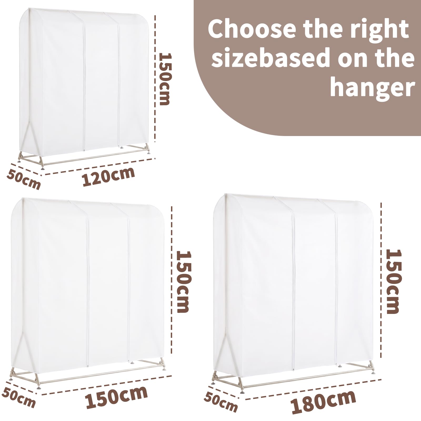 Eloiselucky Clothes Rail Cover - PEVA Translucent Protector Dustproof & Waterproof for Hanging Clothes