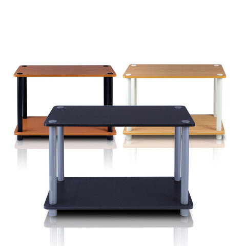 Furinno TURN-N-TUBE Side Table, Rectangle End Table with Open Shelf, Toolless Assembly Night Stand, Bedside Table, for Living Room, Bedroom, Beech