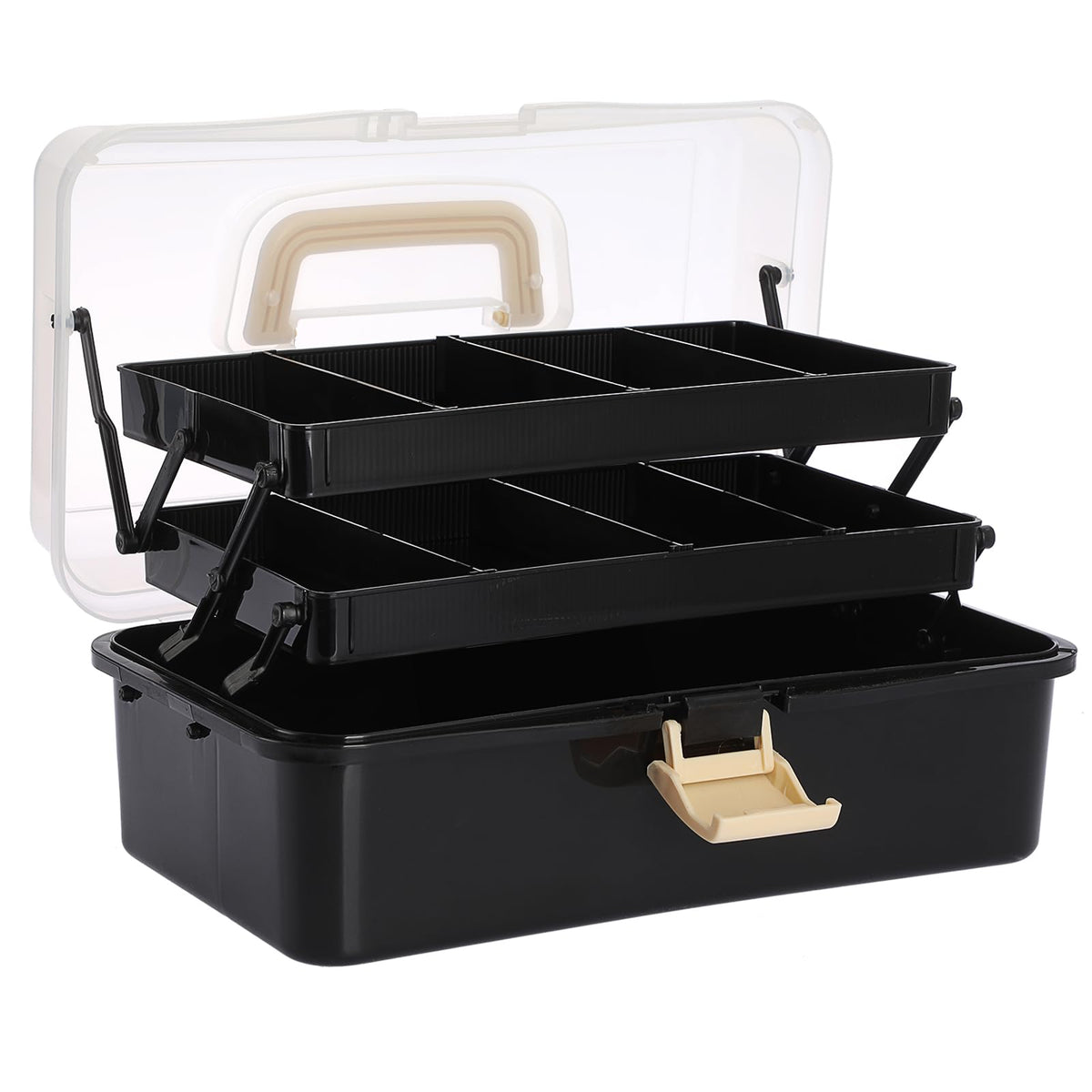 IGNPION 3 Tiers Craft Stackable Storage Box, Plastic Dividers Organiser Box