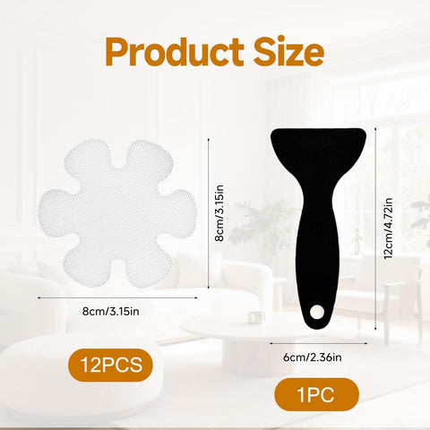 Non Slip Shower Stickers 12 Pcs, Anti Slip Flower Shape Bath Stickers Transparent Self-Adhesive Bathtub Stickers with Scraper Clear Anti Skid Tape