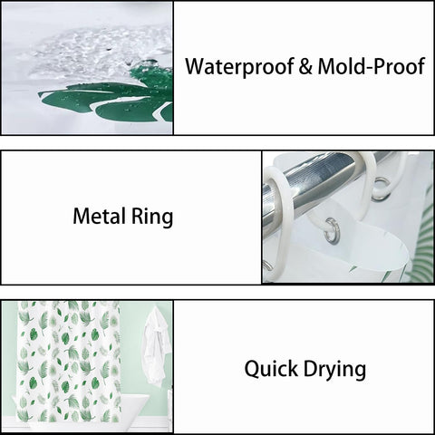 zhaoyeqing Shower Curtain Mould Proof Mildew Resistant - Bathroom Curtain with 12 Hooks - Waterproof Fabric Bathtub Curtain, Washable, Quick Dry
