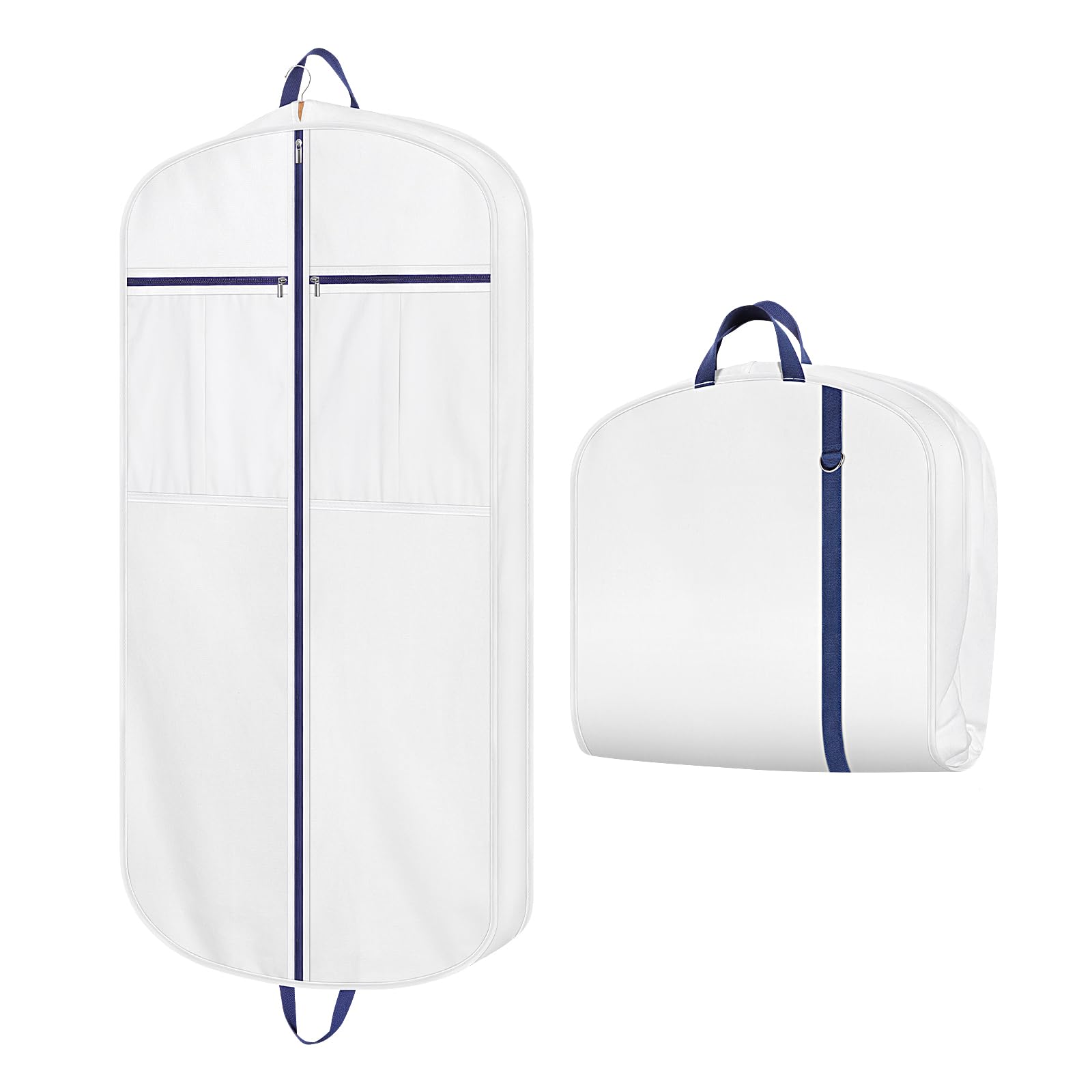 Univivi Premium Cotton Garment Bags for Travel, 43 in Suit Cover Bag,White