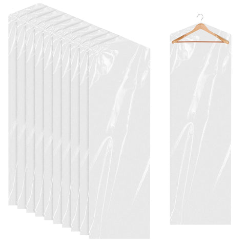 10Pcs Dry Cleaner Bags Plastic Clear Dress Bag 60x180 cm Long Dry Cleaning Bag for Clothes, Plastic Garment Bags for Hanging Clothes, Long Dresses