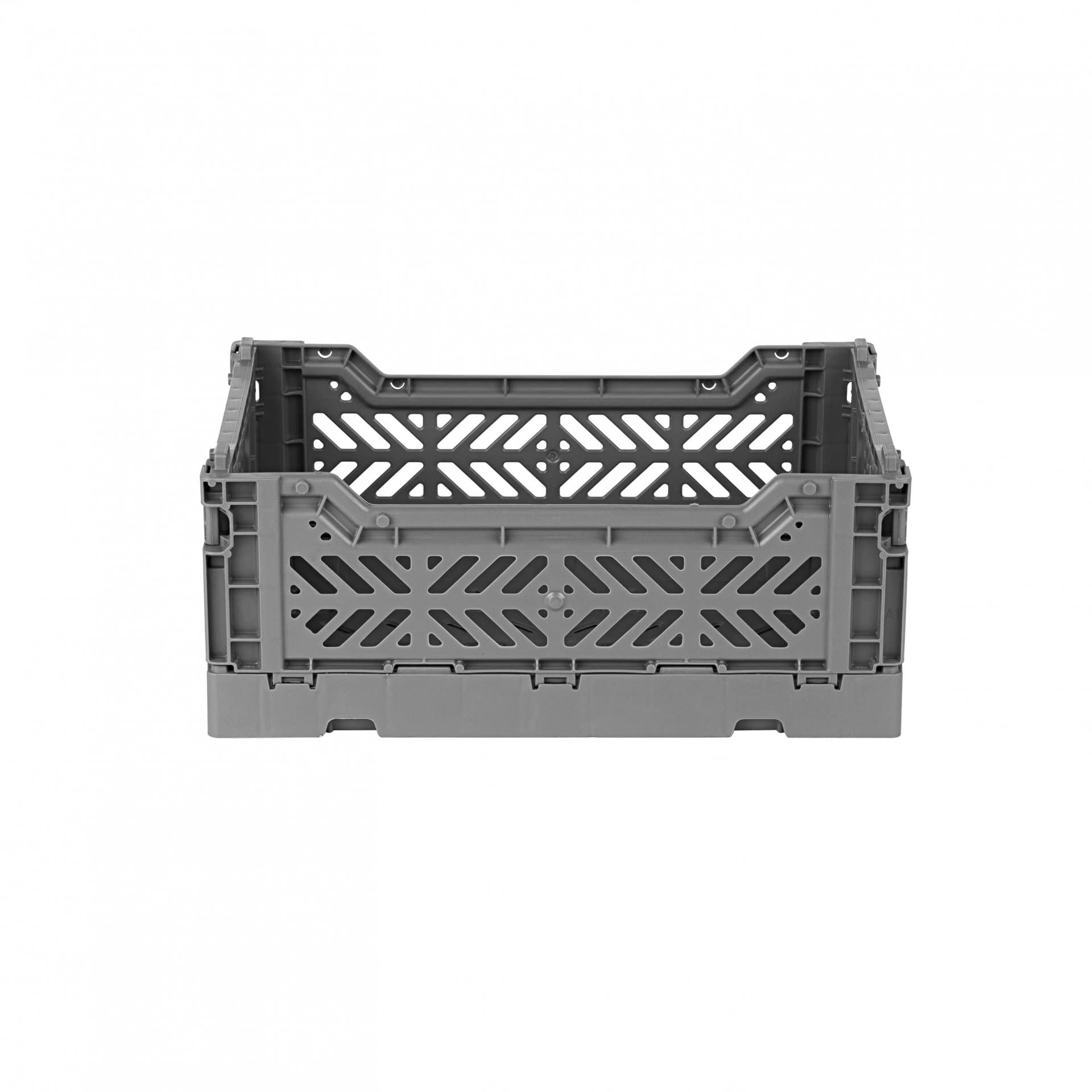 Ay-Kasa Folding Box, Sturdy Plastic Folding Box, Stackable, Stone Grey, Mini (27 x 17 x 11 cm)