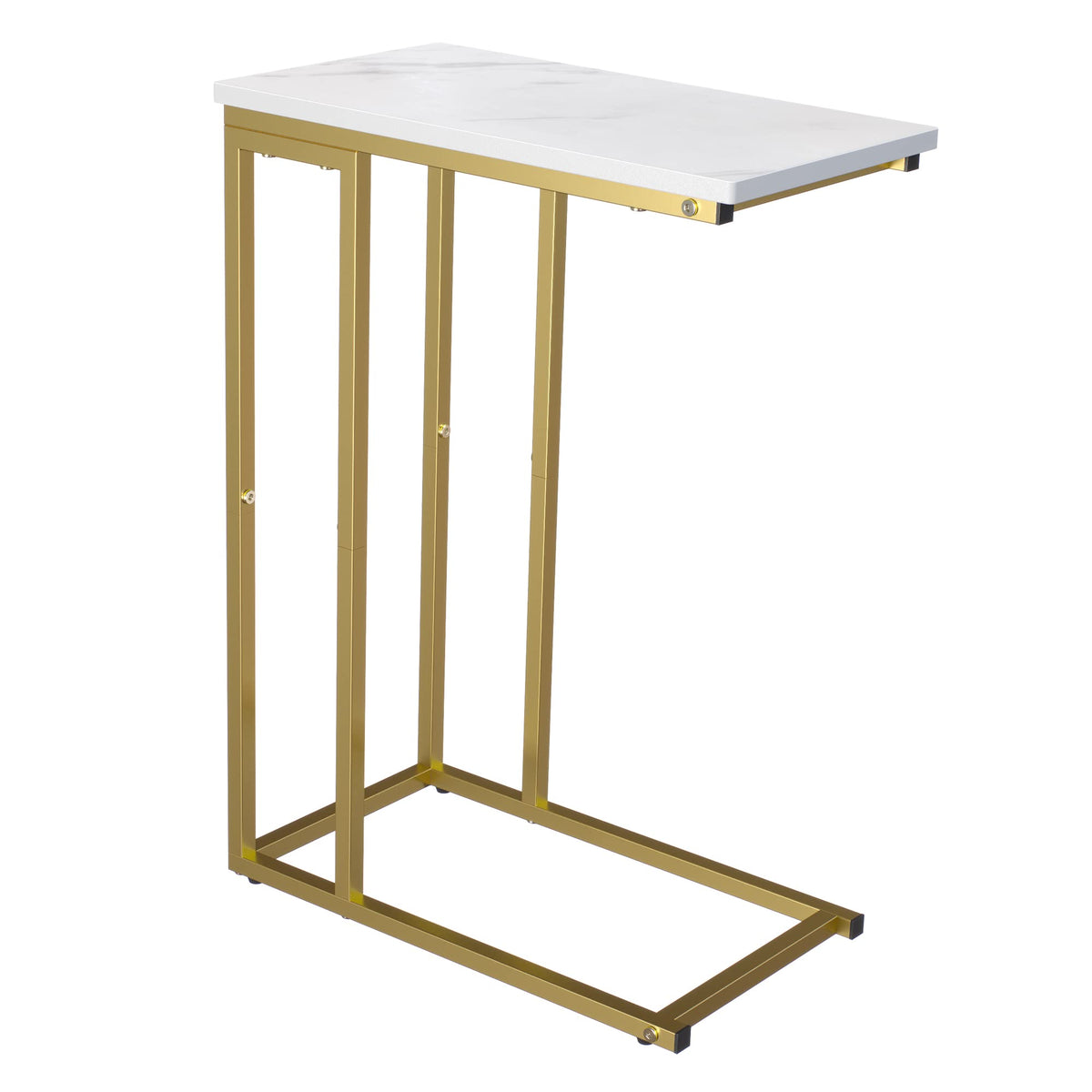 Yusong Small C Shaped End Table, Slim Narrow Couch Side Tables Slide Under Sofa Bed
