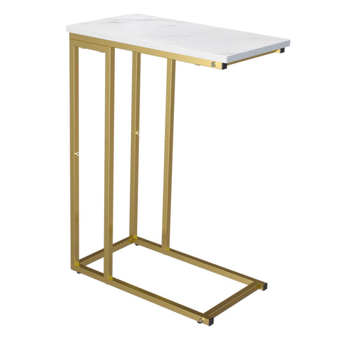 Yusong Small C Shaped End Table, Slim Narrow Couch Side Tables Slide Under Sofa Bed
