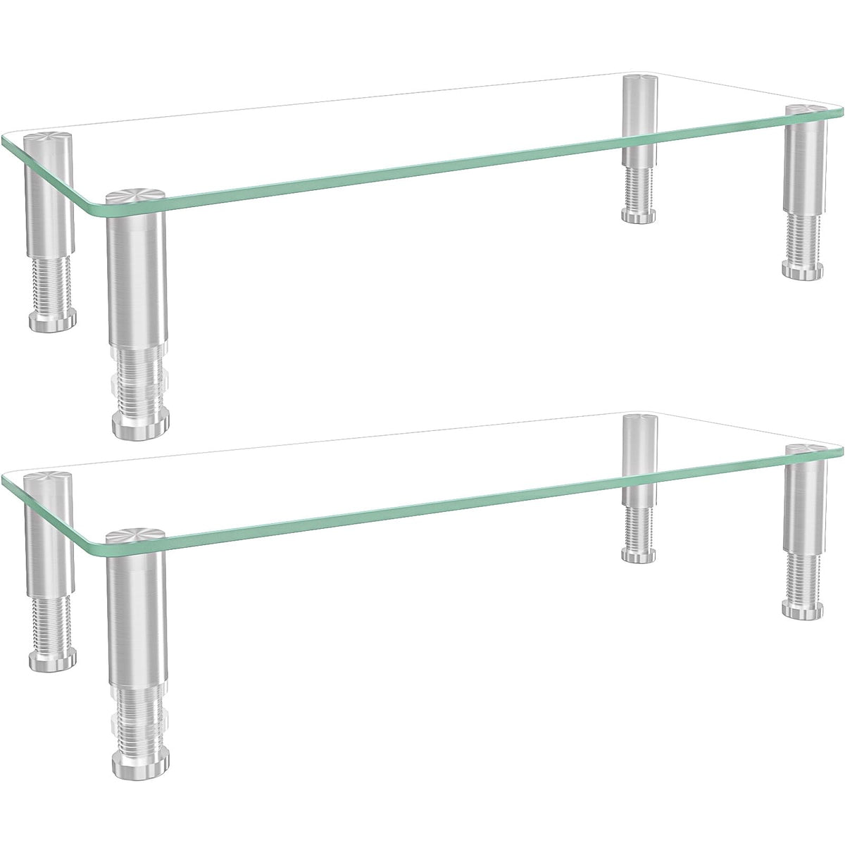 Hemudu 2 Pack Computer Monitor Stand Riser with Height Adjustable ‎56cm x 24cm Multi Media Desktop Stand for PC Computer Monitor