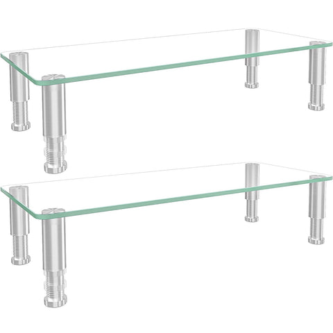 Hemudu 2 Pack Computer Monitor Stand Riser with Height Adjustable ‎56cm x 24cm Multi Media Desktop Stand for PC Computer Monitor