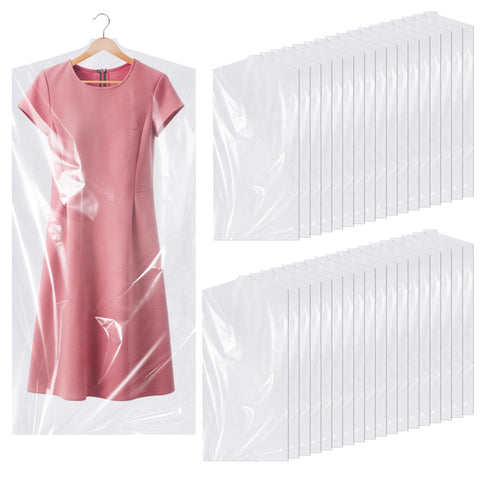 20 Pack Plastic Clothes Covers, Dry Cleaning Bags, Garment Bags 60 * 140 cm