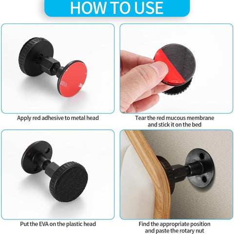 4-Pack Adjustable Threaded Headboard Stoppers, 30-110mm Bed Frame Anti-Shake Stabilizer Kit - Universal Furniture Fixer for Stopping Bed, Cabinet