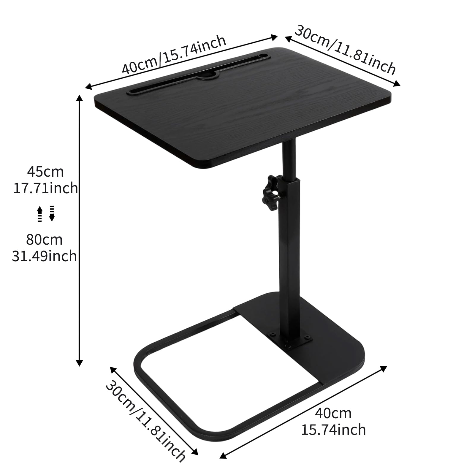 Kiss Me TV Tray Table, Small Adjustable Height C Shaped Sofa Side Table
