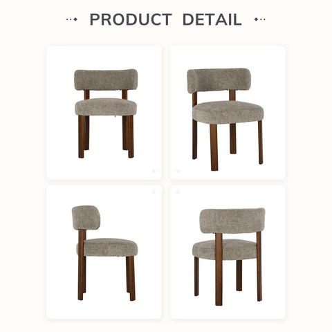 COLAMY Wooden Dining Chairs Set of 6, Fabric Chairs for Dining Room with Open Curved Backrest and Thick Seat Cushion