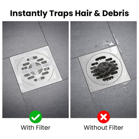 50 Pack Shower Drain Hair Catcher, Disposable Adhesive Hair Trap