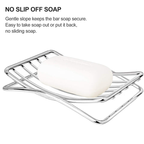 GUUKAR Soap Dish Stainless Steel Bar Soap Holder for Shower Bathroom, Self-draining Soap Dishes Sponge Holder for Kitchen Sink