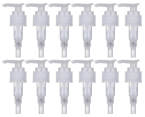 12 Pcs Clear Plastic Soap Dispenser Pump Replacement Lotion Pump Heads for 24/410 Threaded Neck Bottles Compatible with Soap Lotion Shampoo Liquid