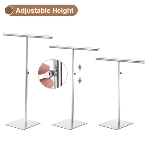 sourcing map Necklace Display Stand Adjustable Height Jewelry Rack T Bar Tabletop Purse Holder for Home Boutique Store - Silver