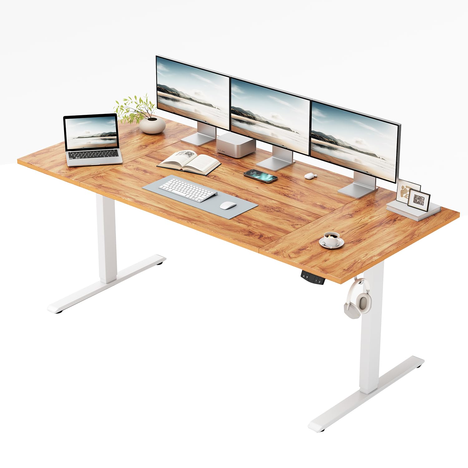 Klicelor Height-Adjustable Electric Desk, 120x80 cm Sit-Stand Office Desk, Computer Desk with Memory Function, Standing Desk