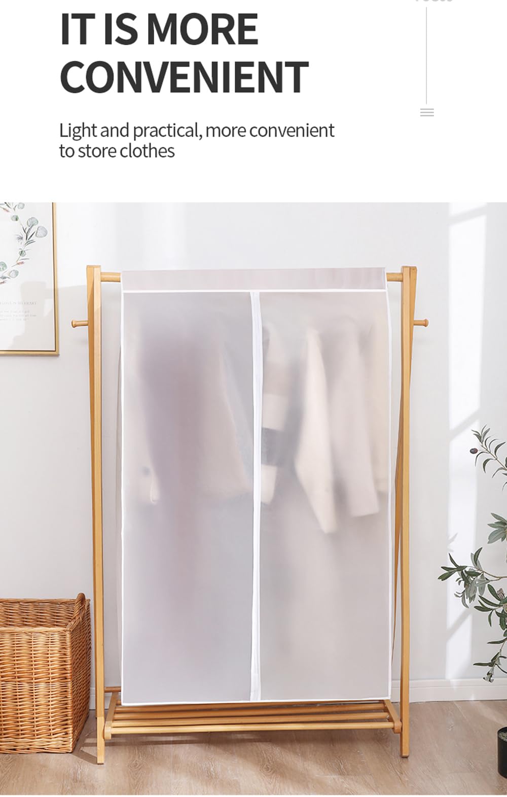 QH7 Garment Clothes Dustproof Clothes Rail Cover, Transparent Clothes Garment Rail Cover 80 * 50 * 120 CM PEVA Dustproof Wardrobe Hanging Protector