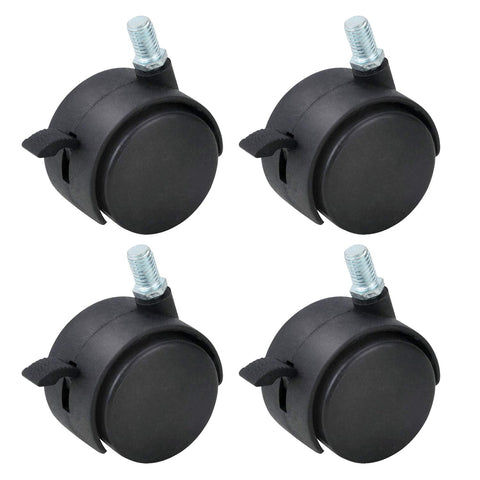GOZOLA 4 Pack 50mm/2 Inch Nylon Plastic Replacement Caster Swivel Furniture Wheels Floor Protecting Office Chair Swivel Caster Threaded Stem 5/16"