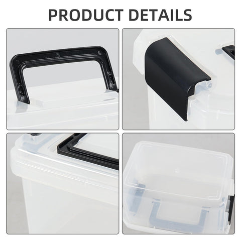 Doryh 4 Pack 2 L Clear Plastic Lidded Storage Boxes with Handles