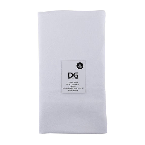 DG Collections Flour Sack Dish Towels, 100% Cotton, Set Of 12 (27 X 27 Inches), Vintage Multi-Purpose White Kitchen Towels, Very Soft