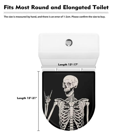 COEQINE Skull Print Toilet Lid Cover，Black Resisant Washable Bathroom Decoration 1 Pcs Cute Skull Print Toilet Lid Dustproof