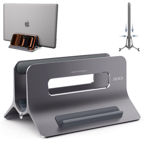 SODI Laptop Stand, Vertical Laptop Holder, Aluminum Macbook Stand for MacBook Air, MacBook Pro, iPad, iPhone, Laptop Computer Stands