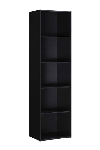 Hodedah Import Bookcase, Multi-Purpose Unit, Space-Saving & Stylish Storage, Slim and versatile design, 5 Shelf, 30D x 40.4W x 150.1H cm Dimensions