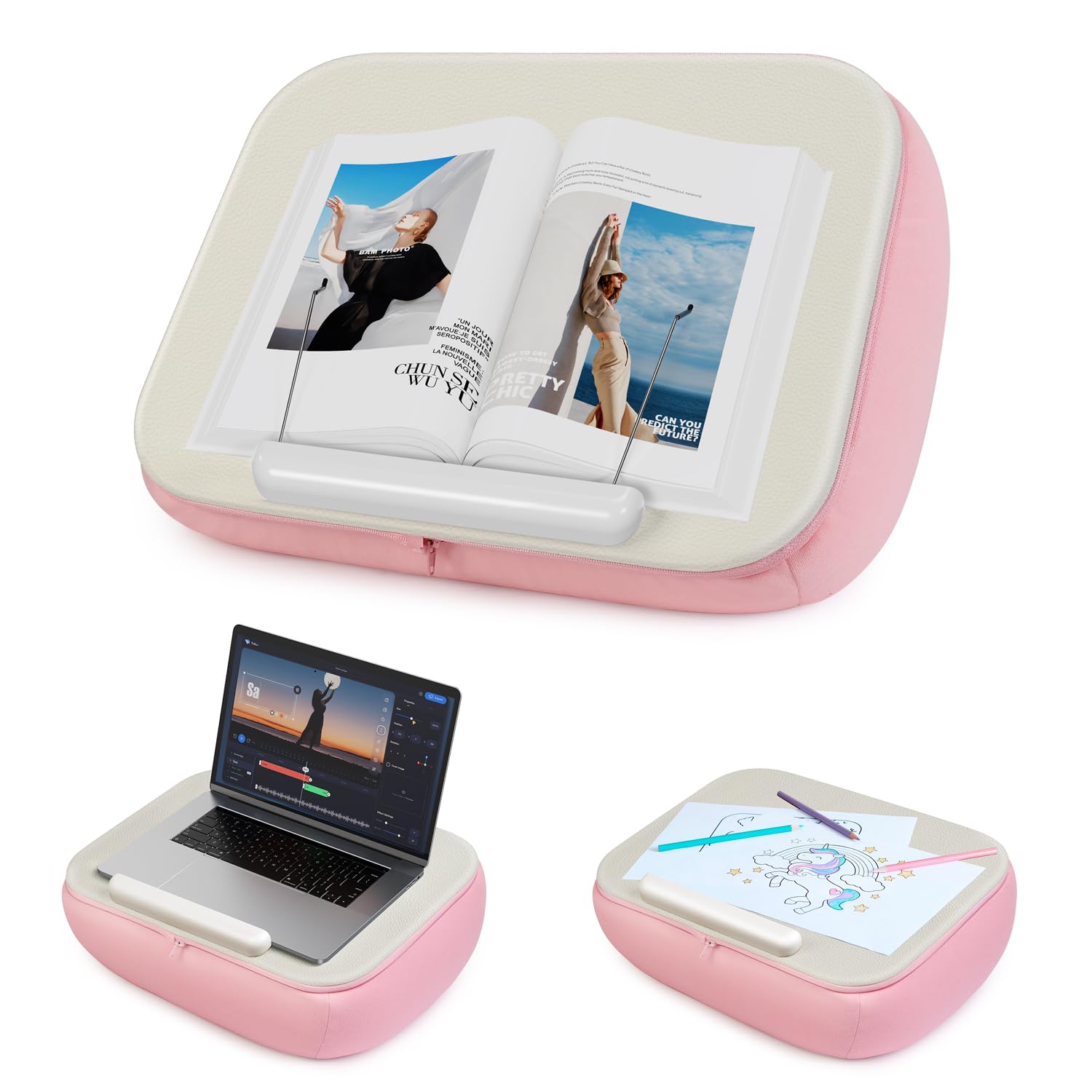 elitehood Bean Bag Laptop Lap Desk, Soft Cushion Stand for Book, Laptop, Tablet, Book Holder for Reading in Bed, Lap Pillow Desk Ideal for Working