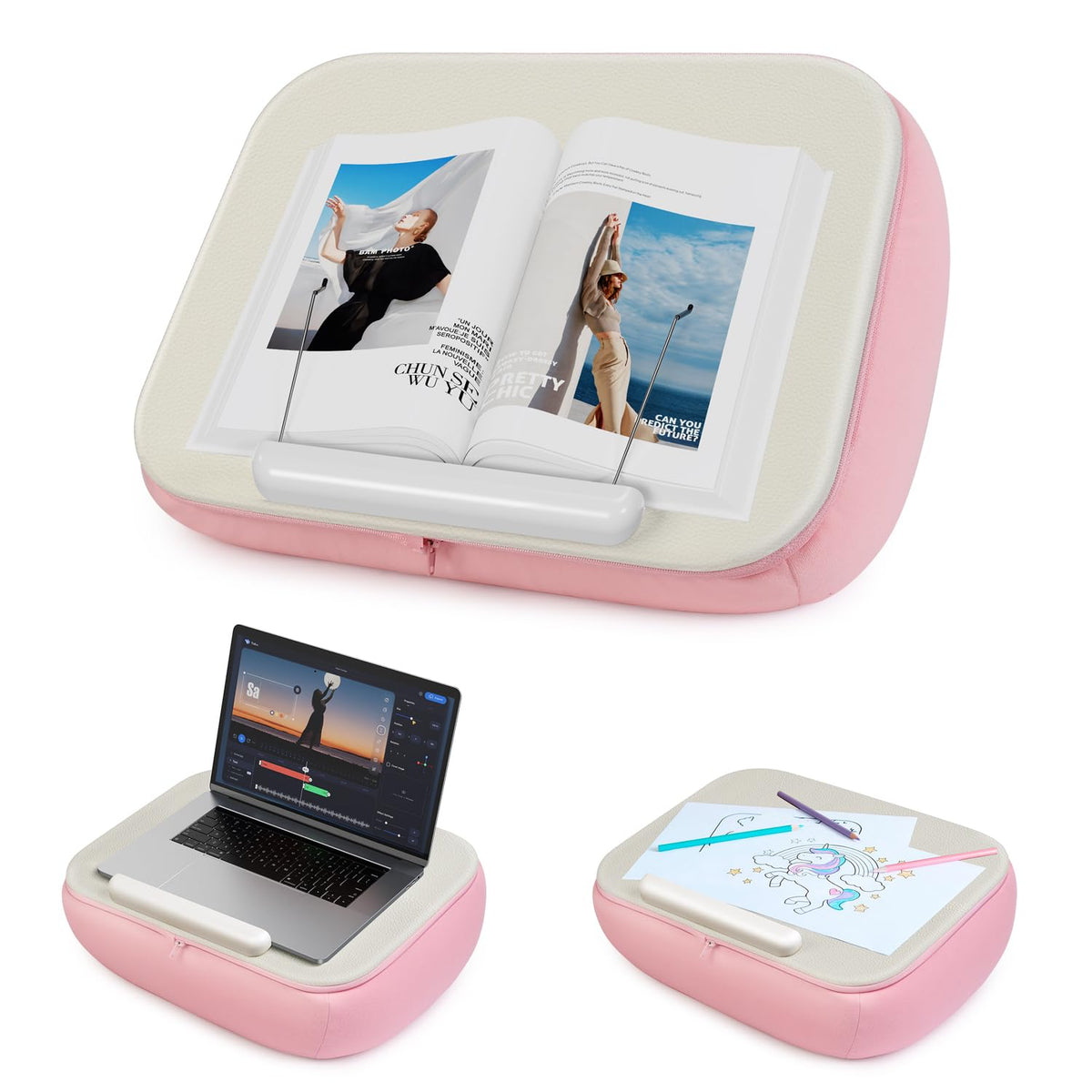 elitehood Bean Bag Laptop Lap Desk, Soft Cushion Stand for Book, Laptop, Tablet, Book Holder for Reading in Bed, Lap Pillow Desk Ideal for Working