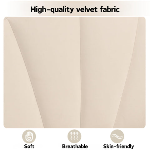 ＭodernLuxe Upholstered Double Bed, 4FT6 Shell-like Bed Frame with Golden Iron Legs and Height-adjustable Headboard Filled with High-density Foam