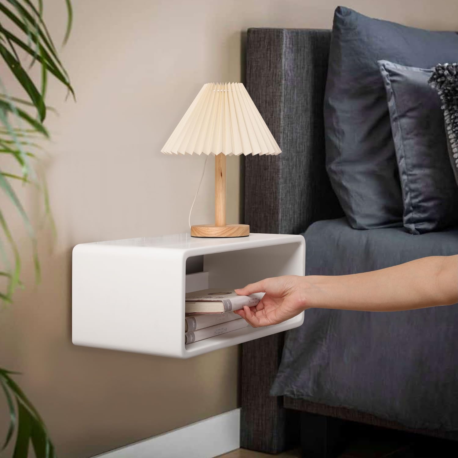 WDSHIYI Floating Nightstand Wooden, Bedside Table, Nightstand Shelf, Handmade, Wall Mounted Bedside Shelf
