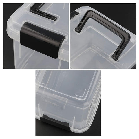 Gitany 4-pack Mini Clear Storage Boxes with Lids, 2 Liter Plastic Boxes Containers with Handles