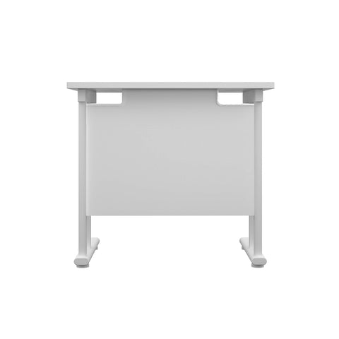 Office Hippo Rechteckiger Freischwinger-Schreibtisch, Metall, Weißer Rahmen, weiße Oberseite, 80 x 60 cm