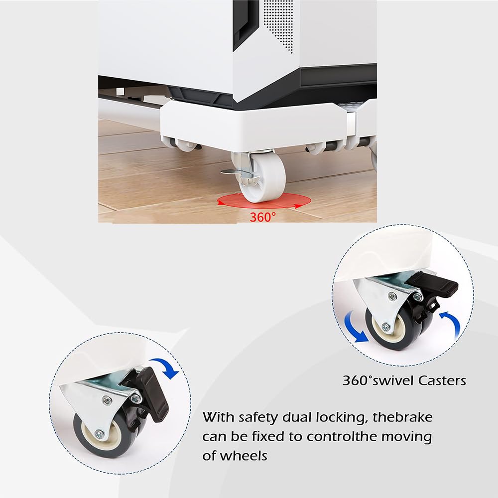Niciksty Adjustable Computer Tower Stand with Lockable 360° Rolling Casters