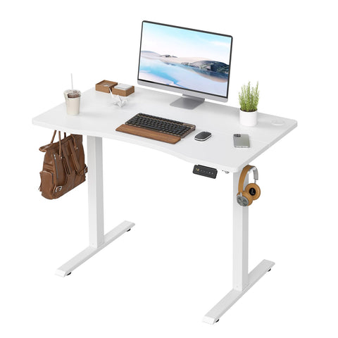 Farini U-Shaped Ergonomic Electric Standing Desk, 100x60cm, Height Adjustable Sit to Stand Desk with Memory Keypad & Headphone Hook for Home and